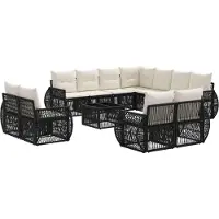 vidaXL Tuinbank Set 12 st Zwart en Crème Wit poly rattan