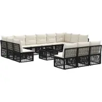 vidaXL Tuinbank Set 14 st Zwart poly rattan