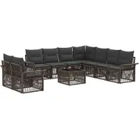 vidaXL Tuinbank Set 10 st Grijs poly rattan