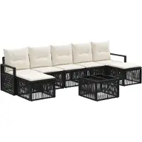 vidaXL Tuinbank Set 8 st Zwart poly rattan