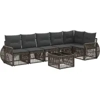 vidaXL Tuinbank Set 7 st Grijs en Donkergrijs poly rattan