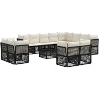 vidaXL Tuinbank Set 13 st Zwart poly rattan