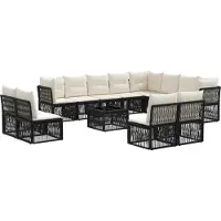 vidaXL Tuinbank Set 13 st Zwart poly rattan