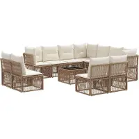 vidaXL Tuinbank Set 12 st Beige poly rattan