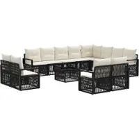 vidaXL Tuinbank Set 13 st Zwart poly rattan