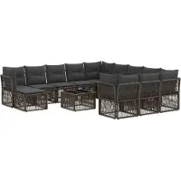 vidaXL Tuinbank Set 13 st Grijs poly rattan
