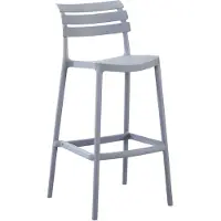 CLP Barkruk Rafan met rugleuning - tuinbarstoel - weerbestendig en UV-bestendig -outdoor - belastbaar tot 150 kg - Kunststof - grijs