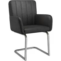 MODFU - Eetkamerstoelen Set Van 4 - Gestoffeerd - Z-Vormige Rugleuning - Modern - Kunstleer - Zwart