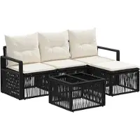 vidaXL Tuinbank Set 5 st Zwart poly rattan