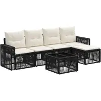 vidaXL Tuinbank Set 6 st Zwart en Crème Wit poly rattan