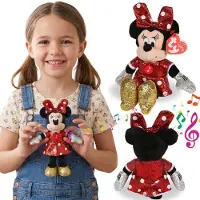 Disney TY DISNEY Minnie Mouse Knuffel met geluid, BEANIE BABIES Sparkle, sensorisch speelgoed 20 cm
