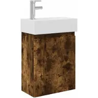 vidaXL Badkamermeubel met kraan Gerookt eiken 45,5 x 22,5 x 84 cm