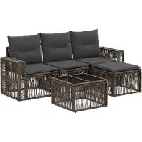 vidaXL Tuinbank Set 5 st Grijs en Donkergrijs poly rattan