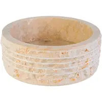 Aloni Marmeren Alur Waskom – Gepolijste Binnenzijde – 30-35x15 cm – Crème