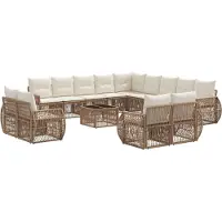vidaXL Tuinbank Set 14 st Beige en Crème Wit poly rattan