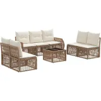 vidaXL Tuinbank Set 8 st Beige en Crème Wit poly rattan