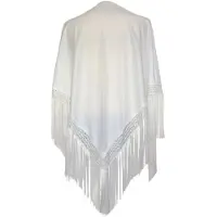 La Señorita - Spaanse manton - omslagdoek – helder wit effen Large