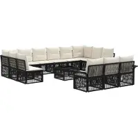 vidaXL Tuinbank Set 14 st Zwart poly rattan