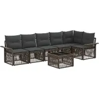 vidaXL Tuinbank Set 7 st Grijs poly rattan