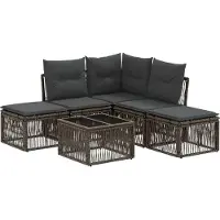 vidaXL Tuinbank Set 6 st Grijs poly rattan
