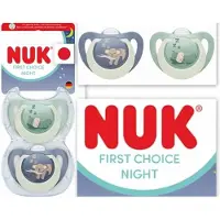 Nuk First Choice Fopspeen – Siliconen – Lichtgevend in het Donker – 2 Stuks- blauw/groen - 6m+