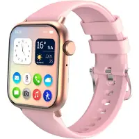 Nuvance - Smartwatch Heren & Dames met Bluetooth - 45mm - Geschikt voor alle Smartphones - Stappenteller en Hartslagmeter - Waterdicht - Lichtroze