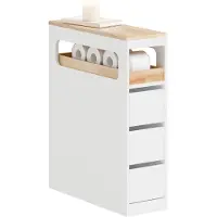 SoBuy , lage badkamerkast, opbergmeubel met deuren, wit, Scandinavisch design, model BZR54-IV-WN
