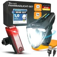 MIVELO Fietsverlichting Set – USB Oplaadbaar & Waterdicht – 70 Lux – Zwart