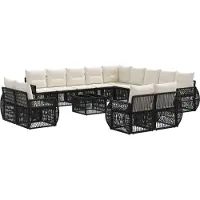 vidaXL Tuinbank Set 14 st Zwart en Crème Wit poly rattan