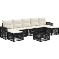 vidaXL Tuinbank Set 8 st Zwart en Crème Wit poly rattan