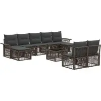 vidaXL Tuinbank Set 10 pcs Grijs poly rattan