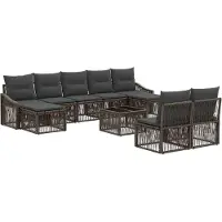 vidaXL Tuinbank Set 10 st Grijs poly rattan