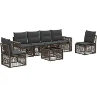 vidaXL Tuinbank Set 7 st Grijs en Donkergrijs poly rattan