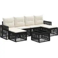 vidaXL Tuinbank Set 7 st Zwart en Crème Wit poly rattan