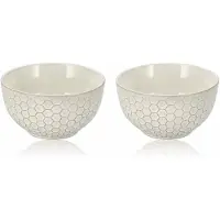 Discountershop Ramen Kommen Set van 2 – Ø14 cm Keramiek Soepkommen – 700 ml Ontbijtkommen Zonder Oor voor Yoghurt, Muesli en Salade – Grijs