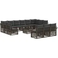 vidaXL Tuinbank Set 14 st Grijs poly rattan