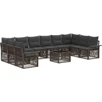 vidaXL Tuinbank Set 11 st Grijs poly rattan