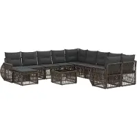 vidaXL Tuinbank Set 12 st Grijs poly rattan
