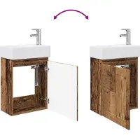 vidaXL Badkamermeubel met kraan Oud hout 45,5 x 25,5 x 84 cm