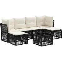 vidaXL Tuinbank Set 7 st Zwart poly rattan