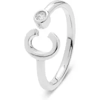 Luxenter 925 Sterling zilveren ring met gerhodineerde briljant zirkonia - Alfabet