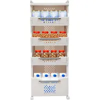 Happiq 4-laags wasmand – Voor woonkamer en badkamer – met 360° draaibare functie, stille wielen en opvouwbaar kledingopbergrek – metaal/kunststof – wit