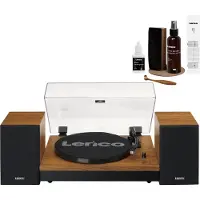 Lenco Platenspeler Bundel - LS-310WD + TTA-6IN1 - Platenspeler met Bluetooth en losse Speakers - 6-delige LP Schoonmaakset