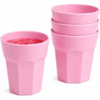 PlasticForte onbreekbaar drinkglas - 8x - kunststof - roze - 360 ml - drinkglazen - lichtgewicht - 9 x 10 cm - stapelbaar