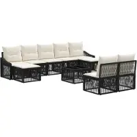 vidaXL Tuinbank Set 10 pcs Zwart poly rattan