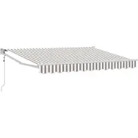 vidaXL Uitschuifbare luifel Lichtgrijs en wit 4,5 × 3 m