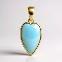 Cavill - Zilveren Hanger - 925 Sterling Zilver Verguld - Hartvormige Larimar Cabochon 6 ct - Elegant Tijdloos Sieraad - Cadeau