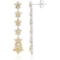 Cavill - Zilveren Oorbellen met 82 Braziliaanse Citrienen 1,73 ct - 925 Sterling Zilver - Elegant Bloemmotief - Luxe Dames Oorhangers