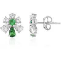 Cavill - Zilveren Oorbellen - 925 Sterling Zilver Rhodium - Lemshuku Tsavoriet 1,746 ct - Witte Topaas - Druppelvorm - Elegant Sieraad
