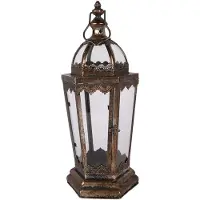 Clayre & Eef Lantaarn 19x17x45 cm Bruin Metaal
